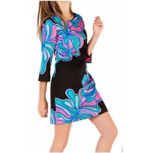 Lilly Pulitzer Black Pink Shauna Shift Tunic Mini Dress Sz 4 Resort Beach Travel